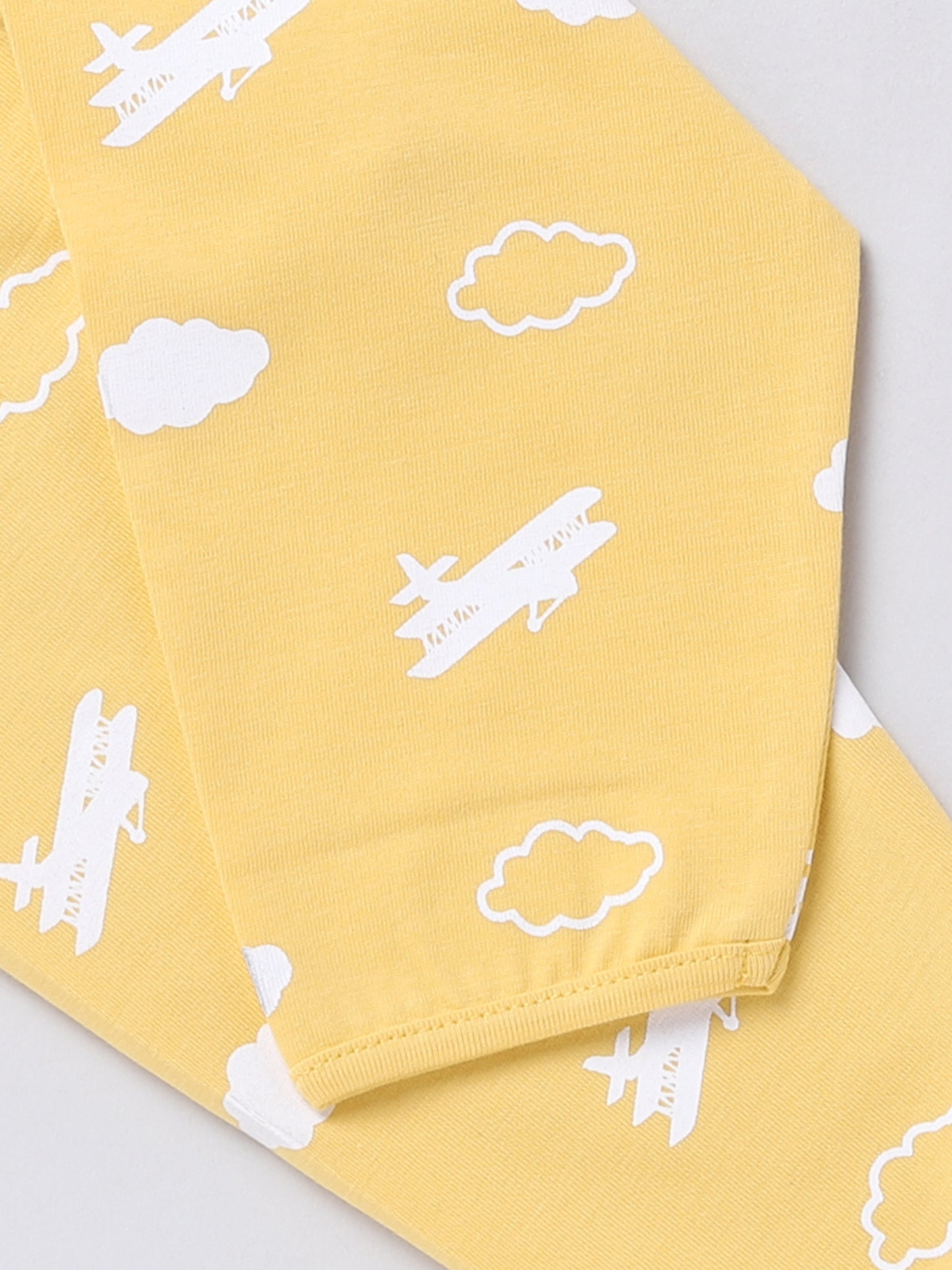 Aeroplane & Clouds Yellow Full Sleeve Nightwear Set