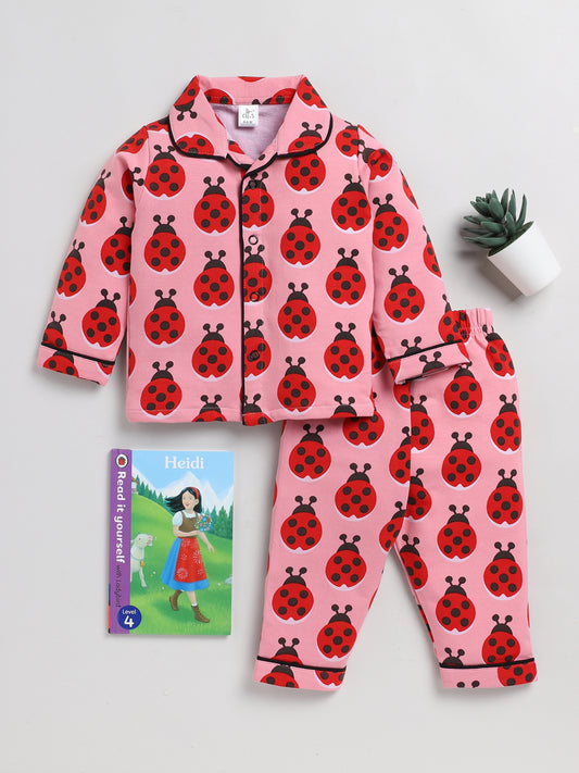 Ladybird Pink Full Sleeve Nightwear Set