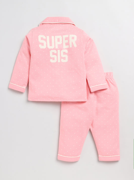 Super Sis Pink Full Sleeve Nightwear Set