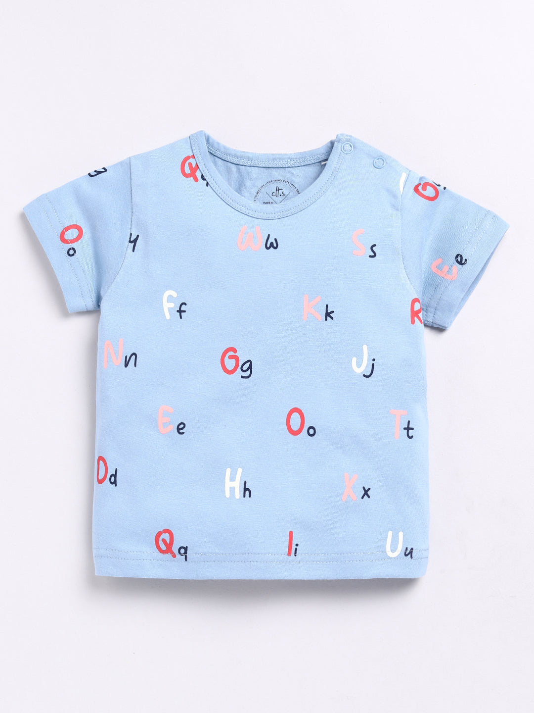 Blue Alphabet Print Half Sleeve Night Suit