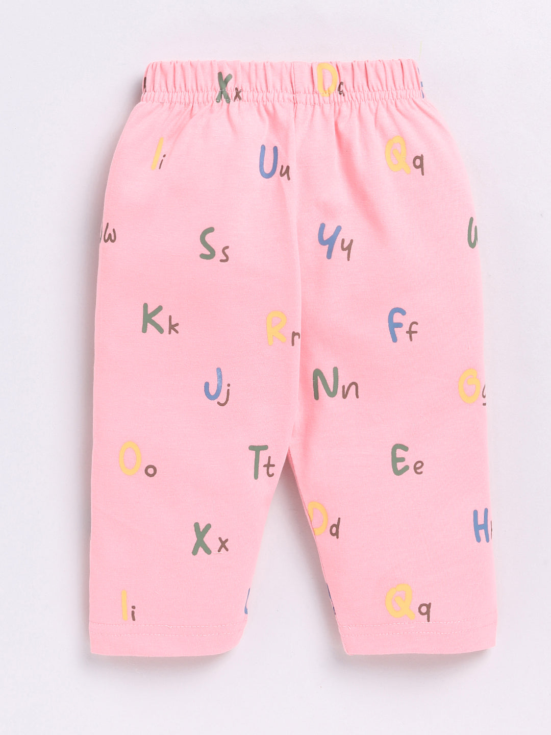 Pink Alphabet Print Half Sleeve Night Suit