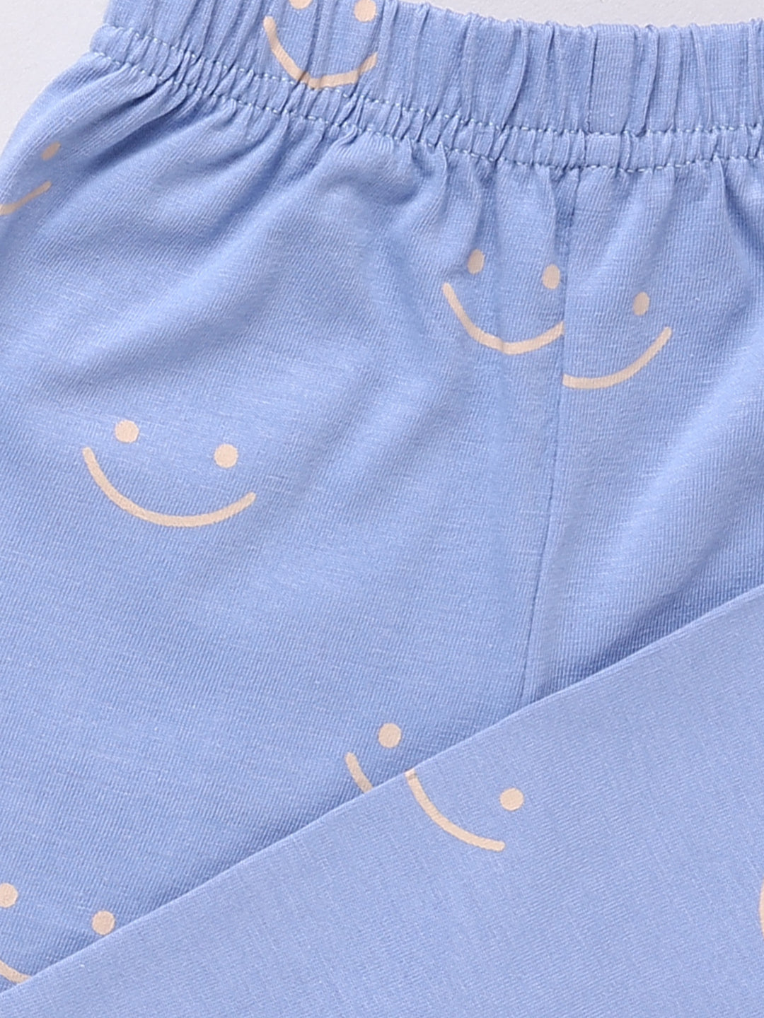 Blue Smiley Print Half Sleeve Night Suit