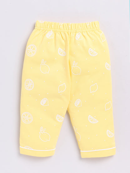 Lemon Print Yellow Half Sleeve Night Suit