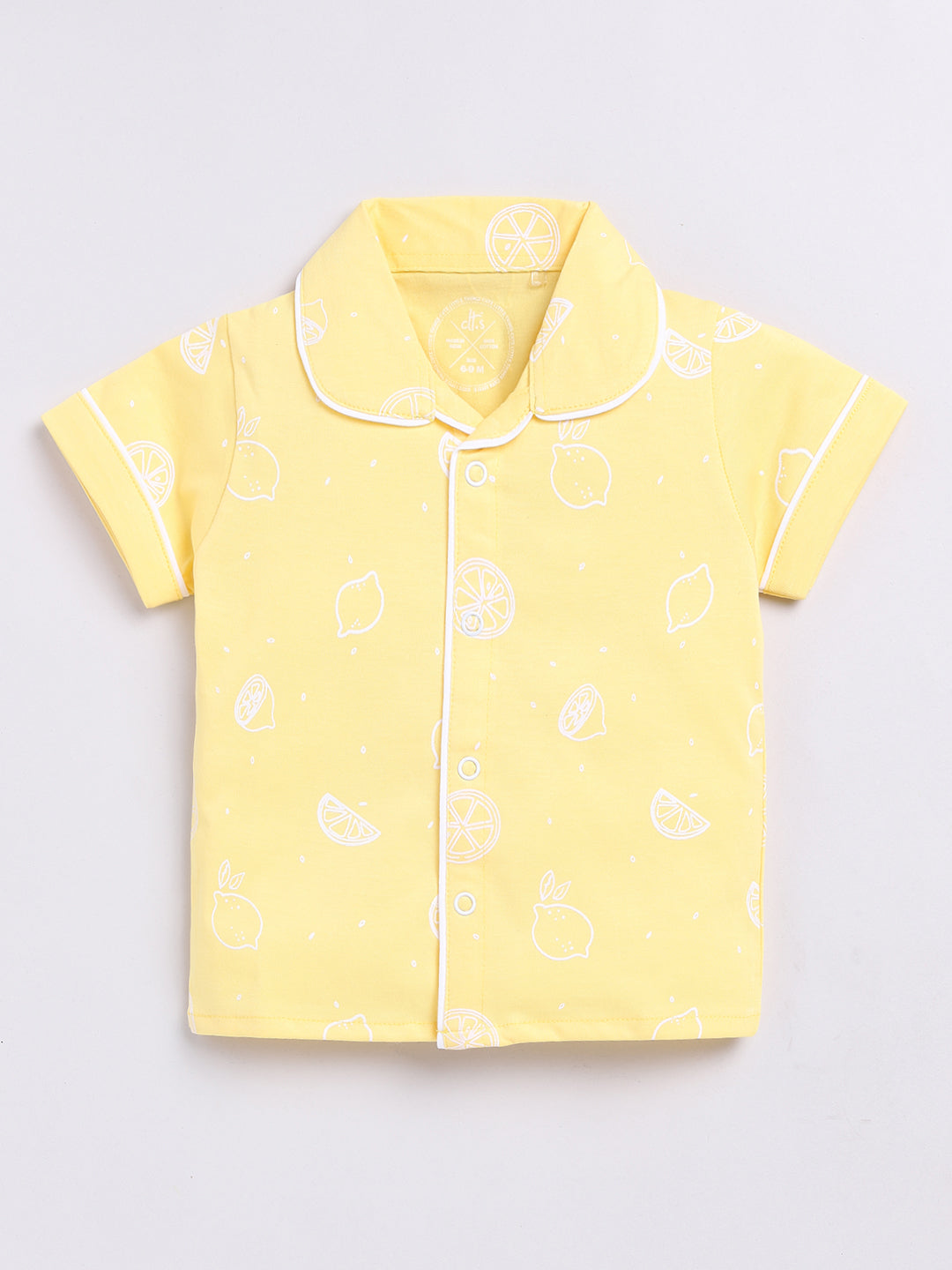 Lemon Print Yellow Half Sleeve Night Suit