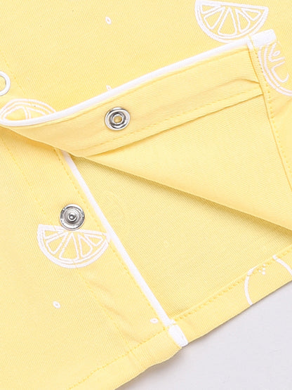 Lemon Print Yellow Half Sleeve Night Suit