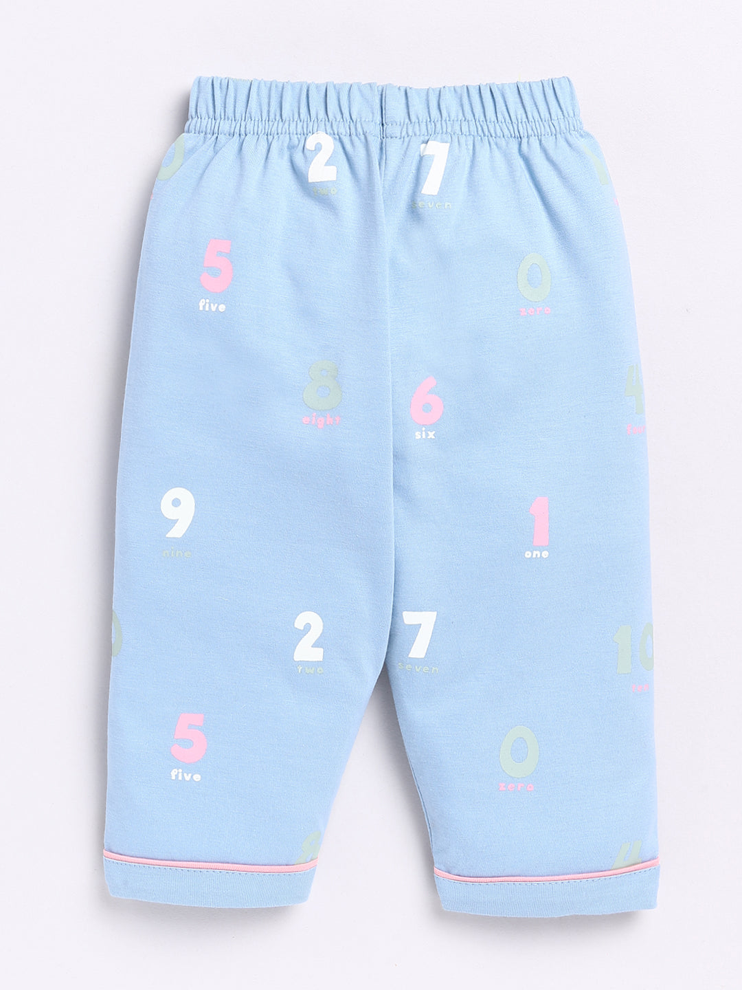 Blue Numbers Print Full Sleeve Night Suit