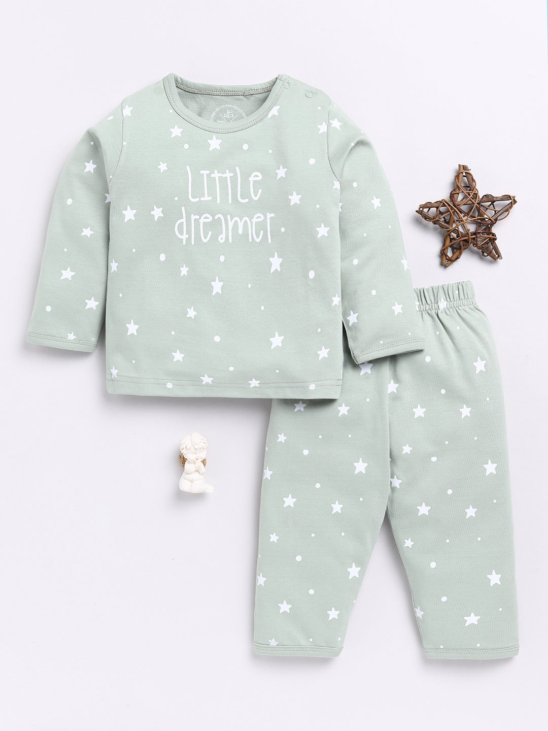 Green "Little Dreamer" Full Sleeve Night Suit