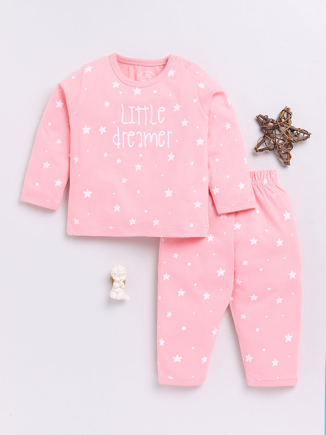 Pink "Little Dreamer" Full Sleeve Night Suit