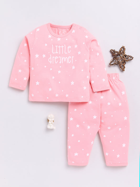 Pink "Little Dreamer" Full Sleeve Night Suit