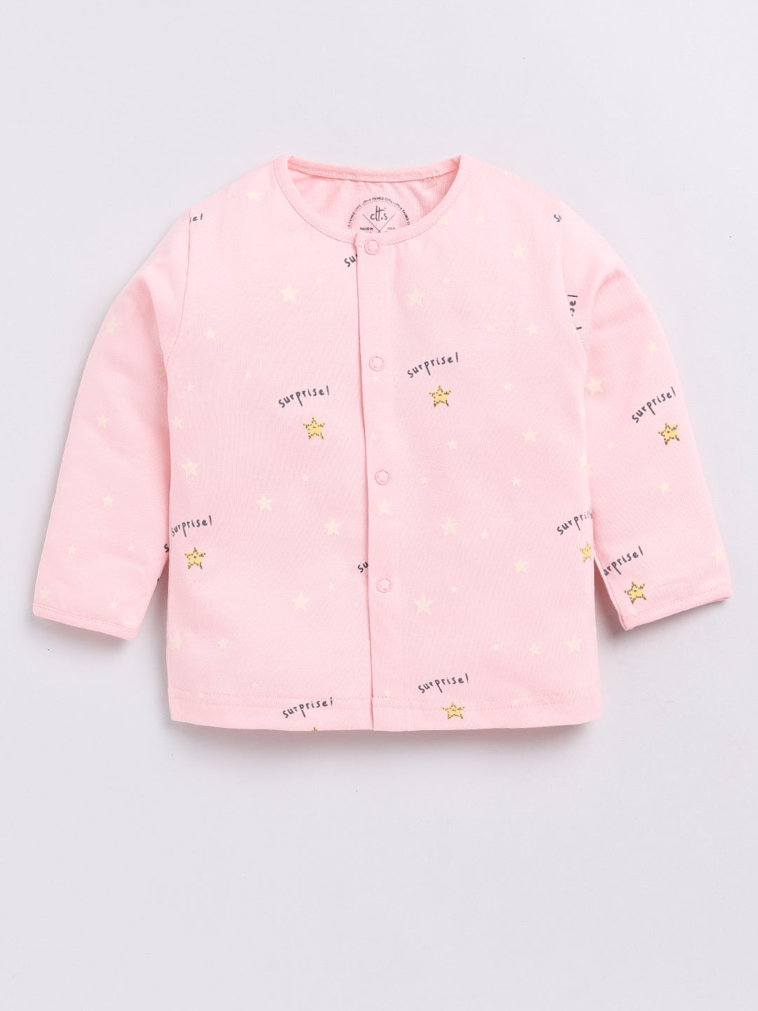 Pink Stars Print Full Sleeve Night Suit