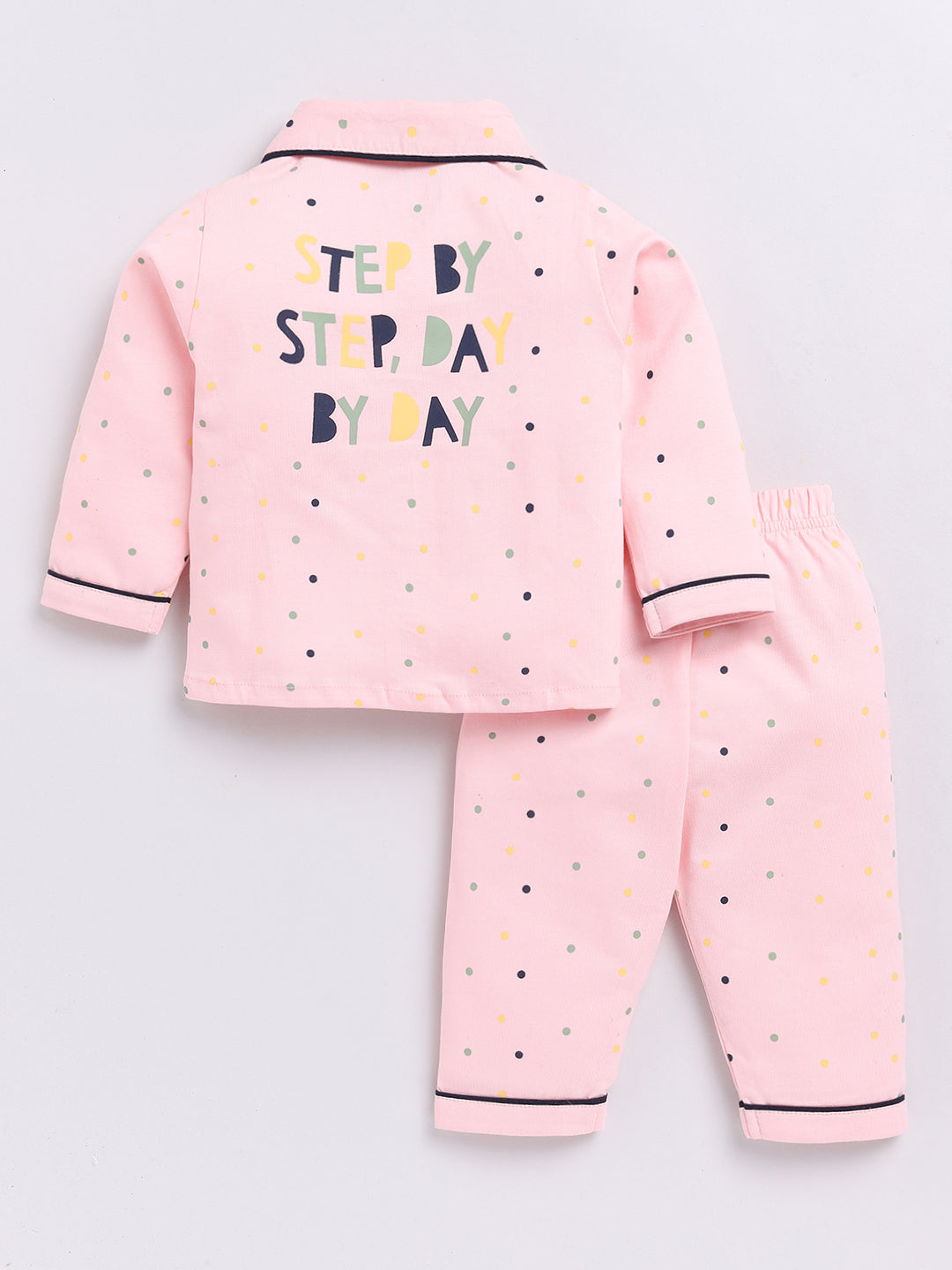 Pink Typography Print Full Sleeve Night Suit