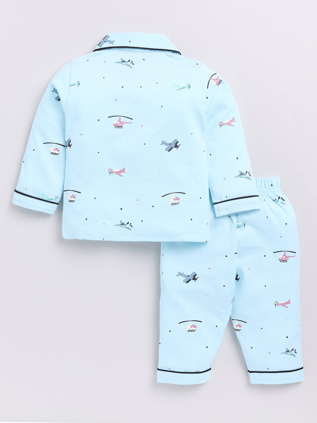 Blue Helicopter Print Full Sleeve Night Suit