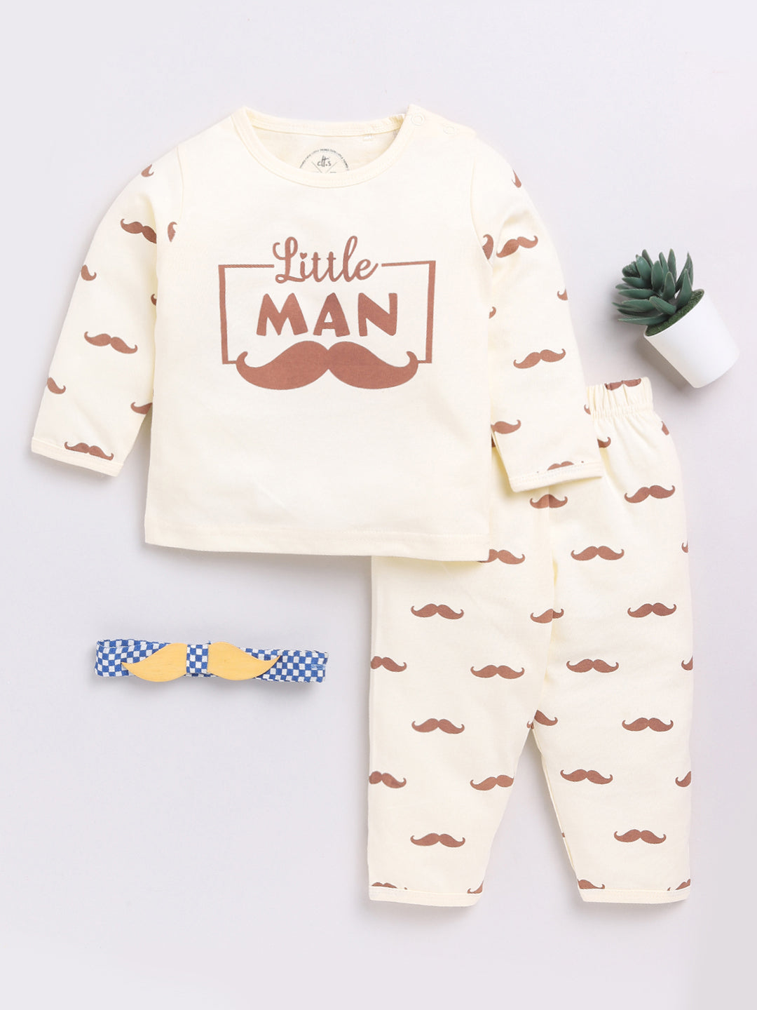 Cream "Little Man" Full Sleeve Night Suit