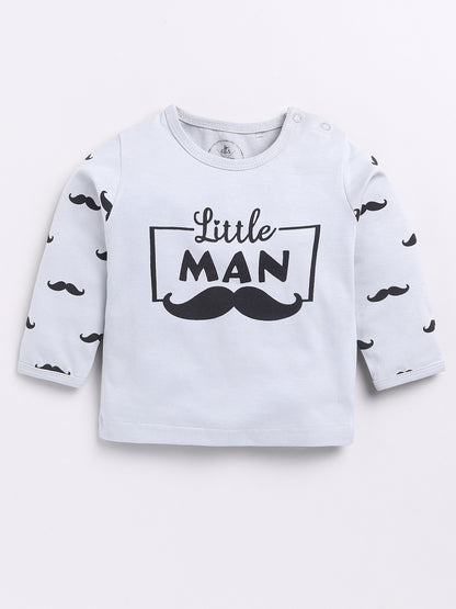 Grey "Little Man" Full Sleeve Night Suit