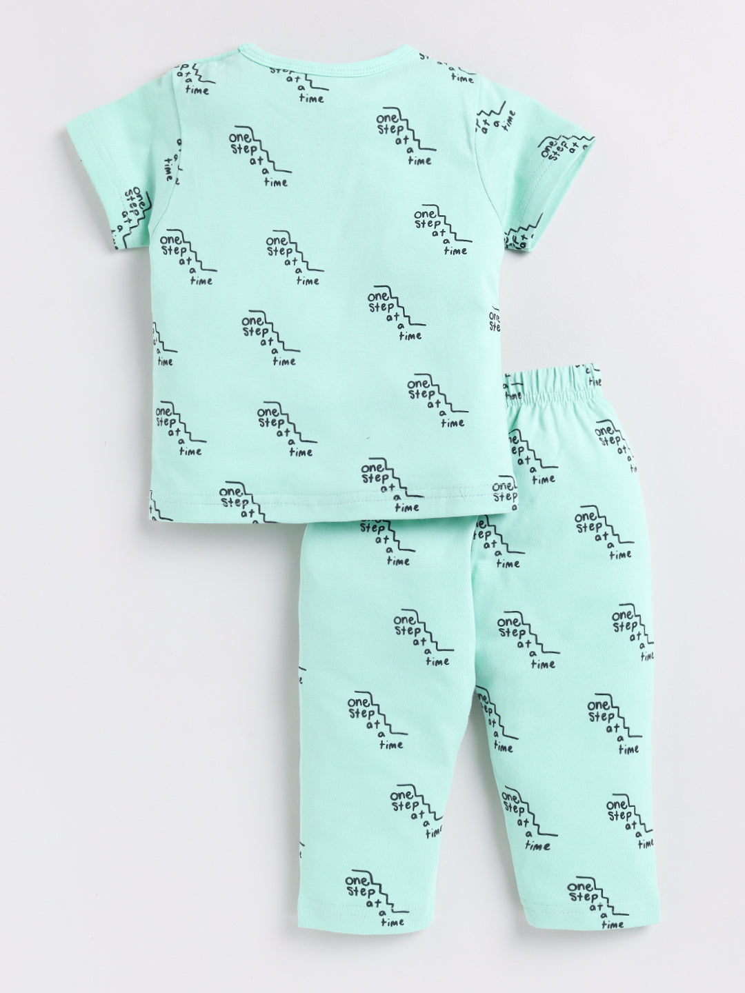 Green Typography Half Sleeve Night Suit