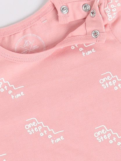 Pink Typography Half Sleeve Night Suit