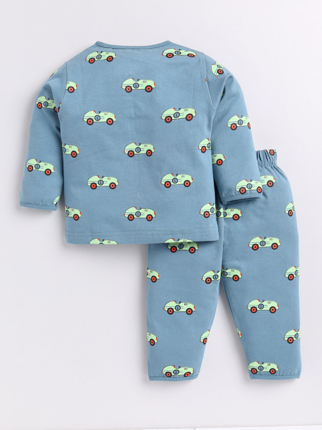 Blue Car Print Full Sleeve Night Suit