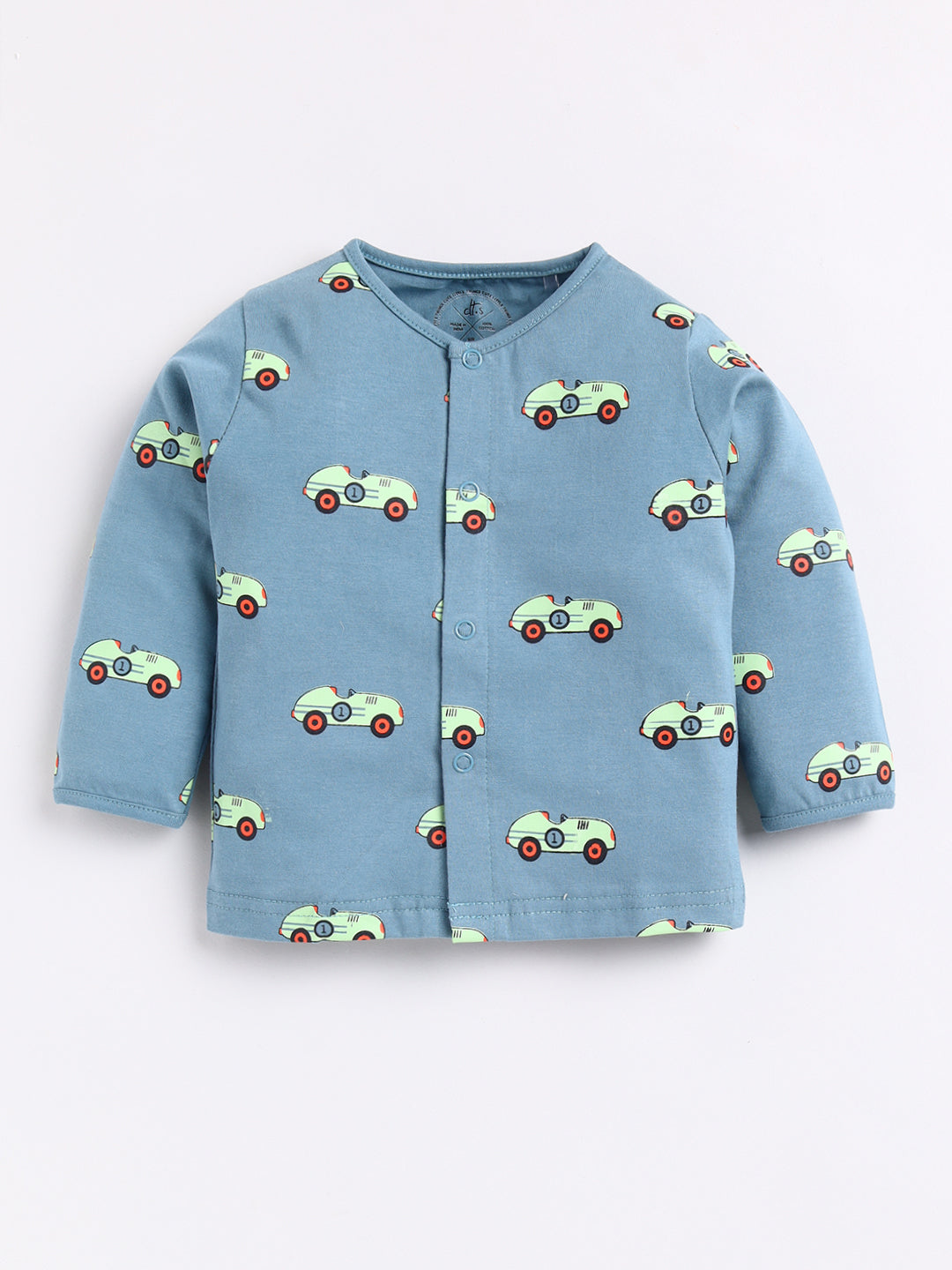 Blue Car Print Full Sleeve Night Suit