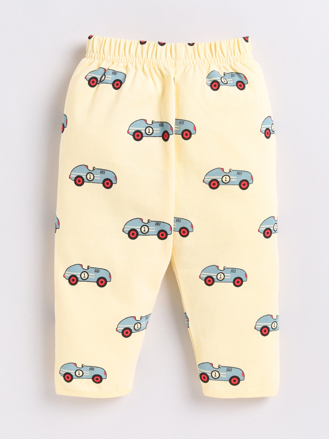 Yellow Car Print Full Sleeve Night Suit