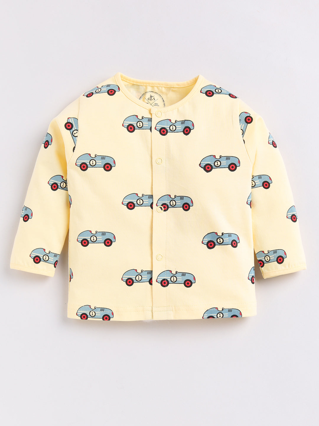 Yellow Car Print Full Sleeve Night Suit