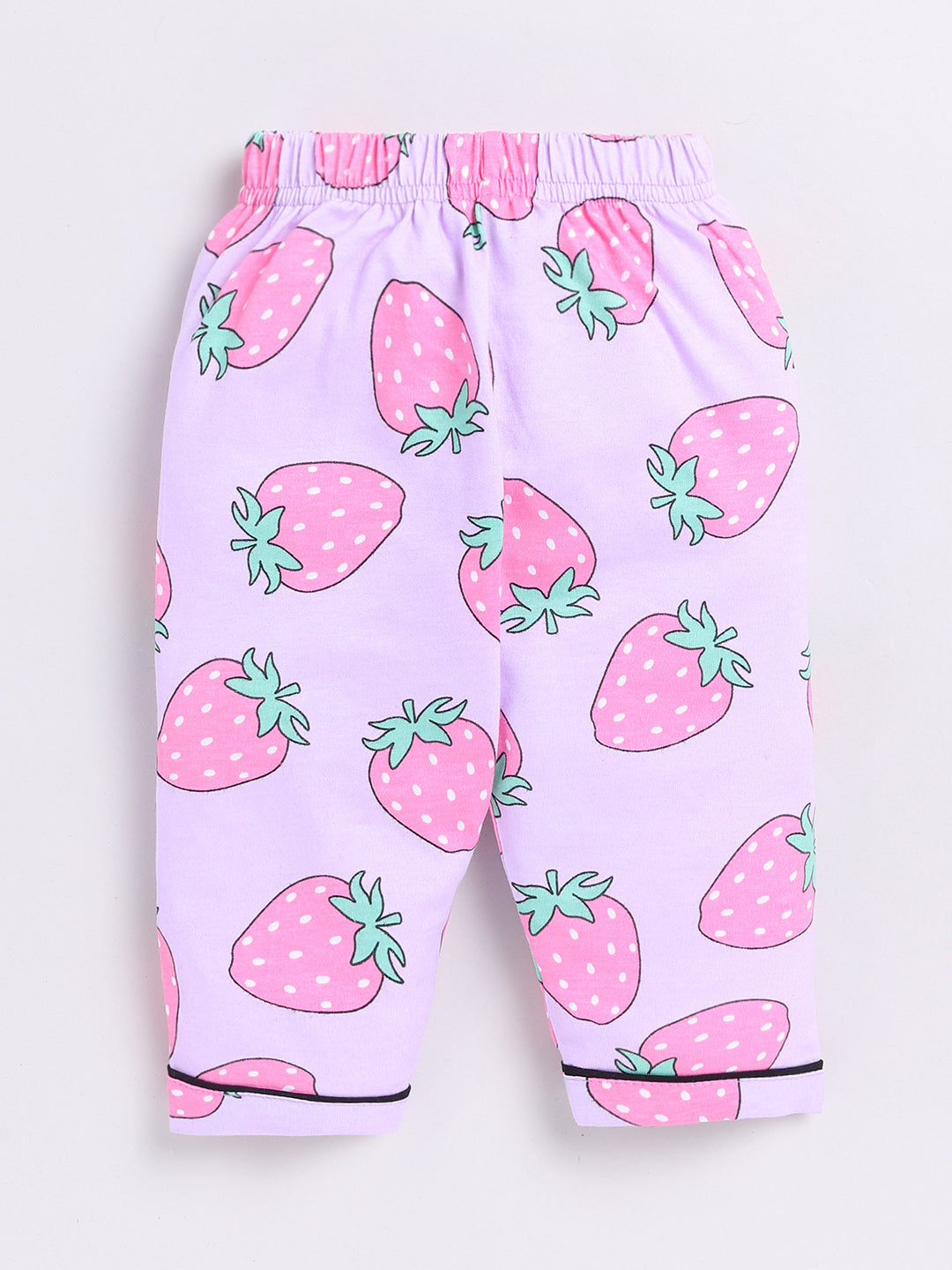 Purple Strawberry Print Half Sleeve Night Suit