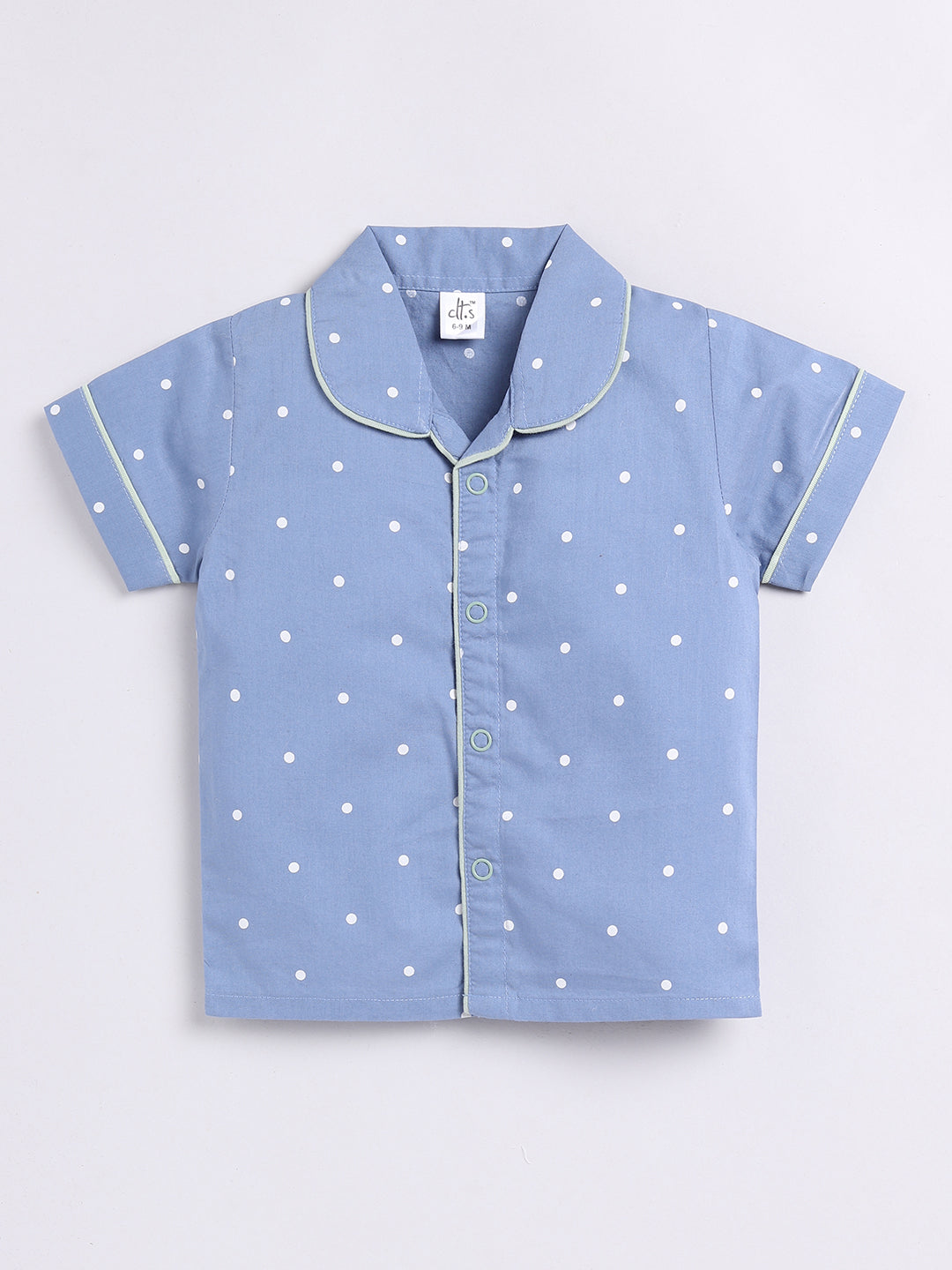 Blue Polka Dots Half Sleeve Night Suit