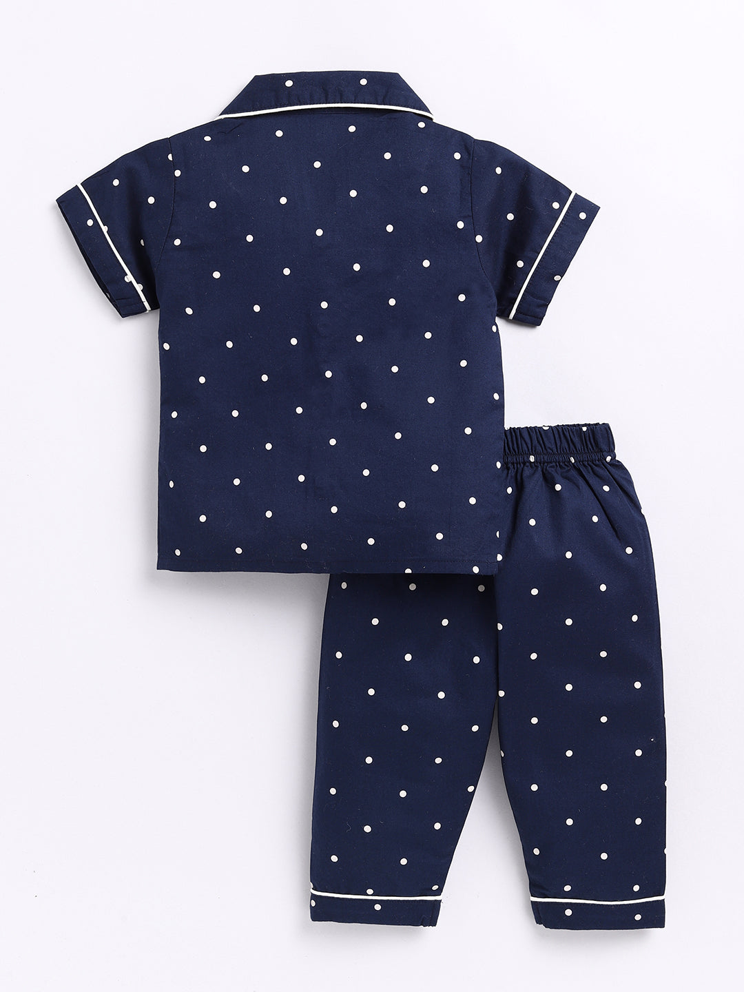 Navy Polka Dots Half Sleeve Night Suit