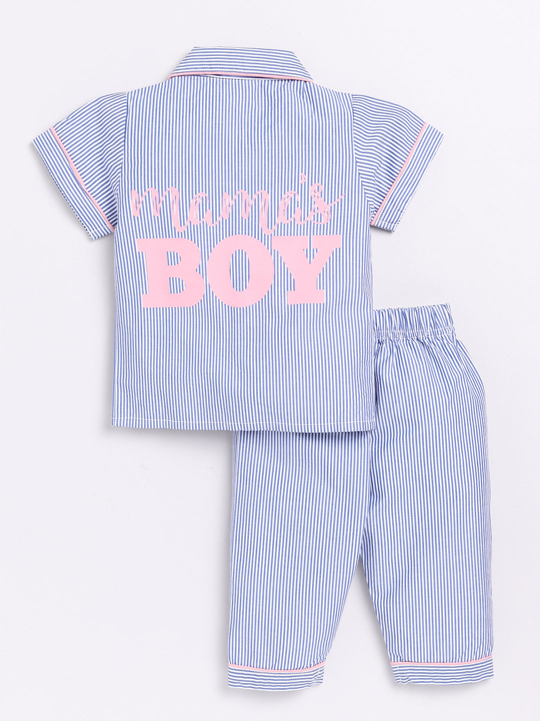 Momma's Boy Typography Cotton Full Sleeves Night Suit