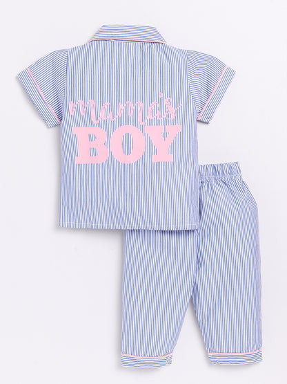 Momma's Boy Typography Cotton Full Sleeves Night Suit