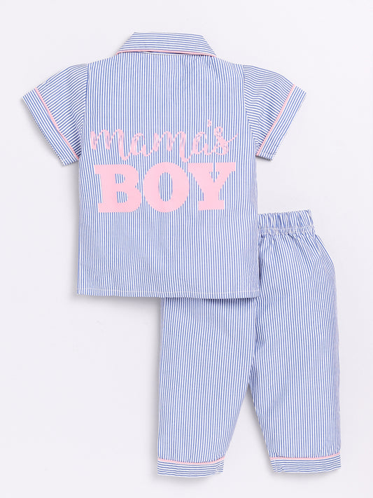 Momma's Boy Typography Cotton Full Sleeves Night Suit