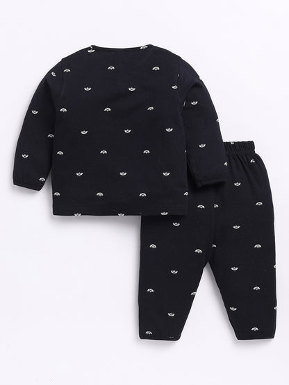 Black Boat Print Full Sleeve Night Suit