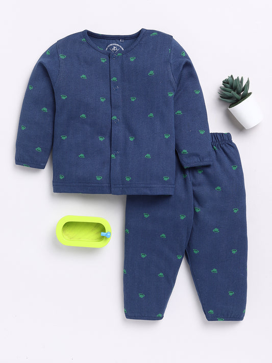 Blue Graphic Full Sleeve Night Suit