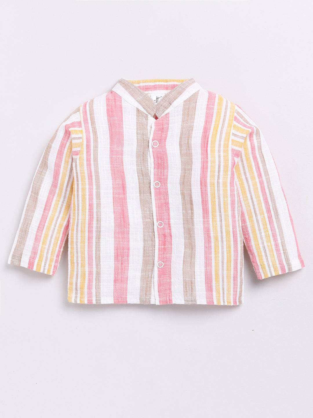 Pink Striped Full Sleeve Night Suit