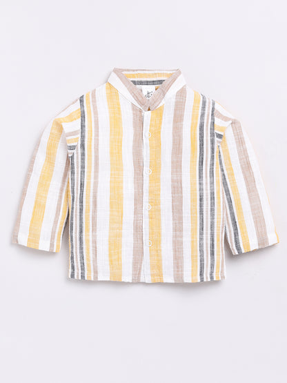 Yellow Striped Full Sleeve Night Suit