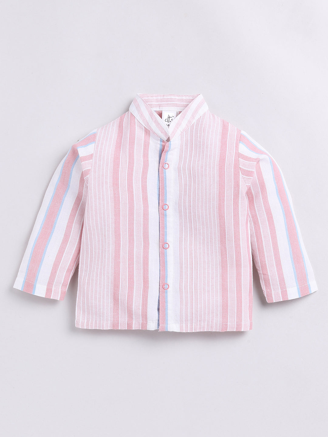 Pink Striped Full Sleeve Night Suit