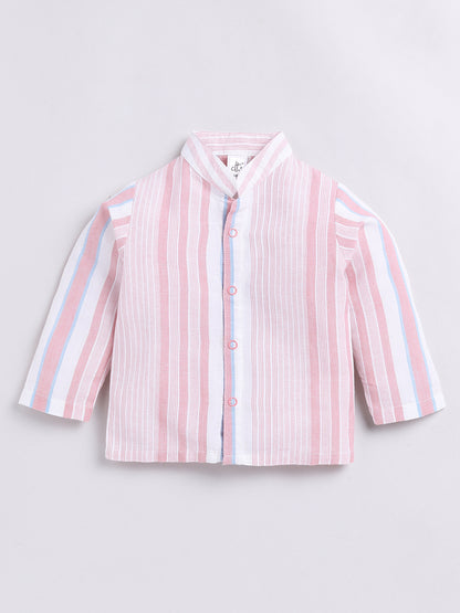 Pink Striped Full Sleeve Night Suit