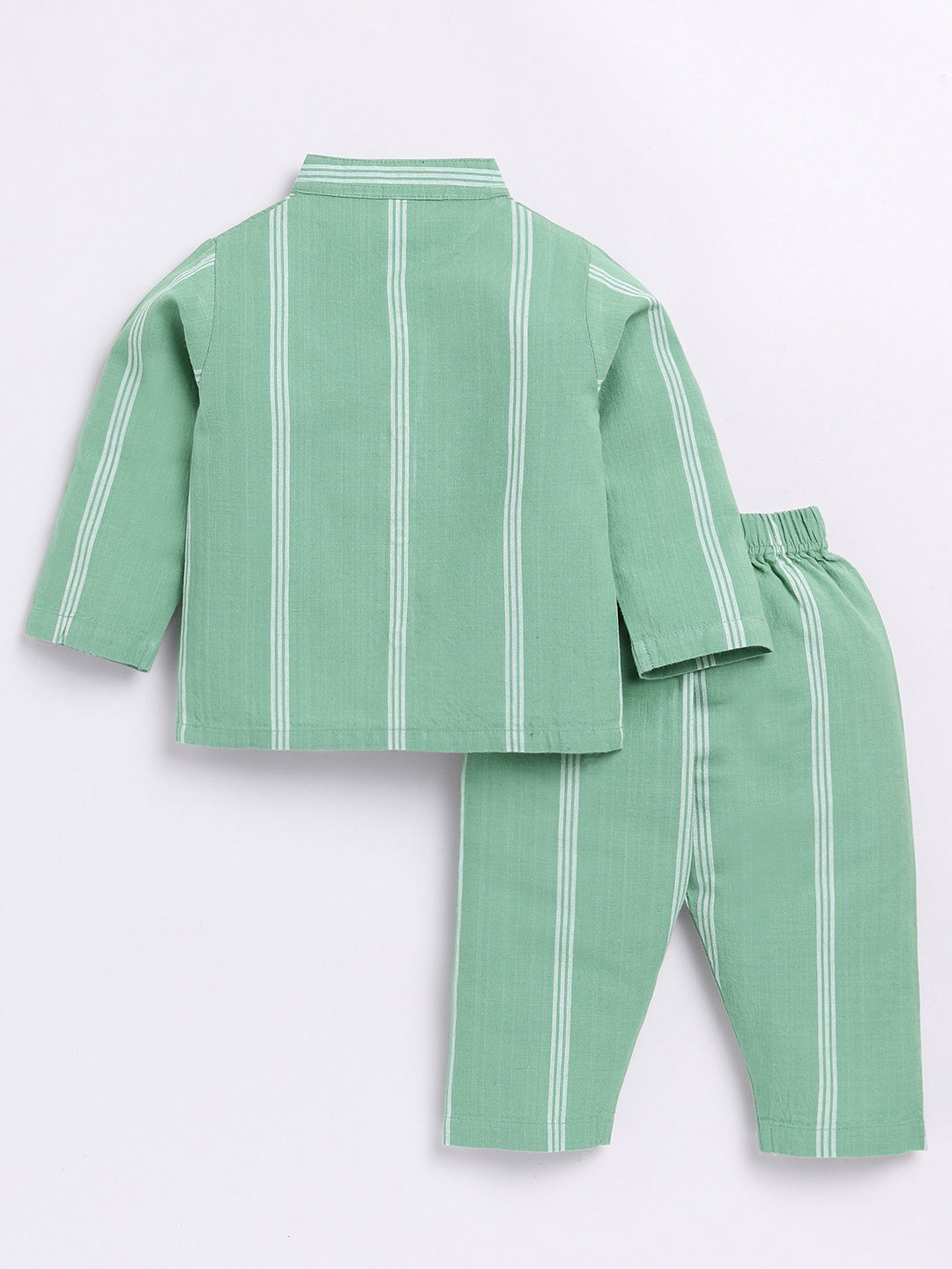 Green Striped Full Sleeve Night Suit