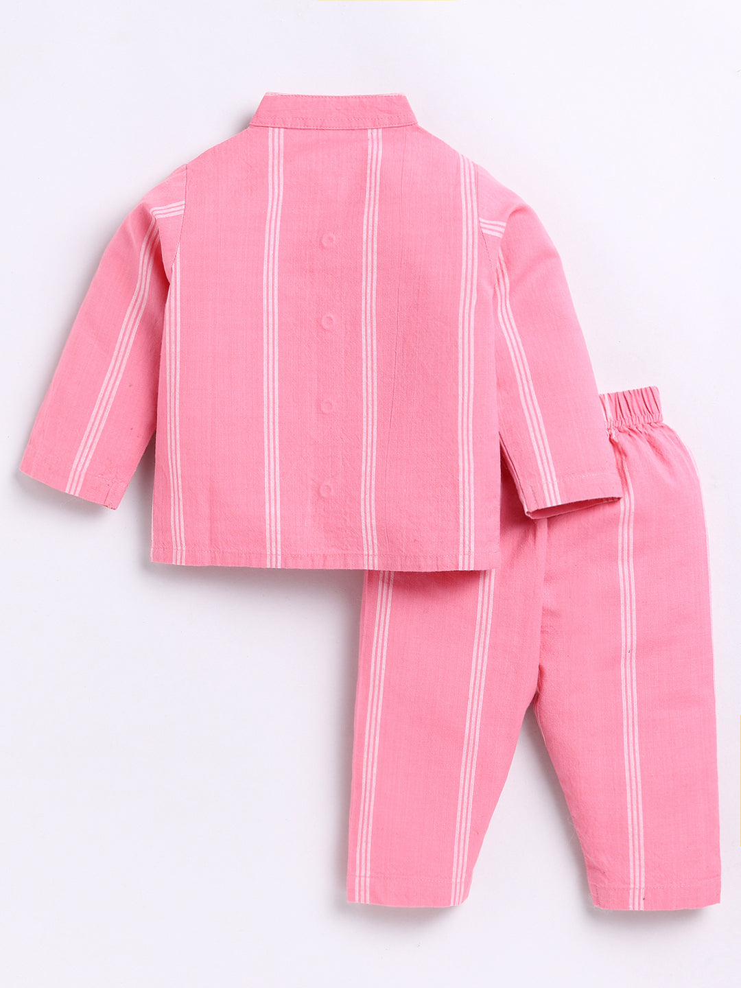 Pink Striped Full Sleeve Night Suit