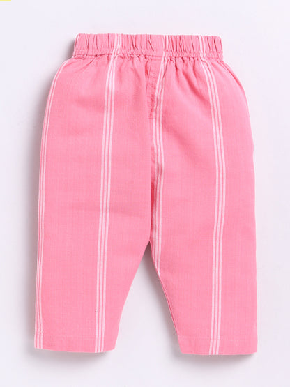 Pink Striped Full Sleeve Night Suit