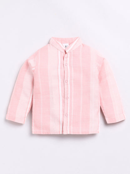 Peach Striped Full Sleeve Night Suit