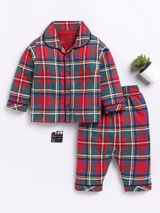 Red Checked Full Sleeve Night Suit