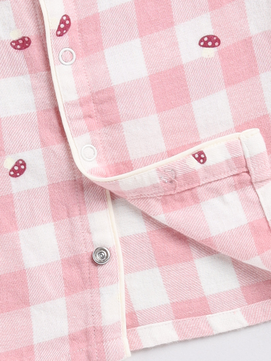 Pink Checked Full Sleeve Night Suit