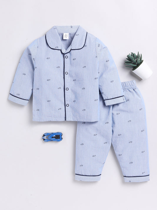 Blue Graphic Full Sleeve Night Suit