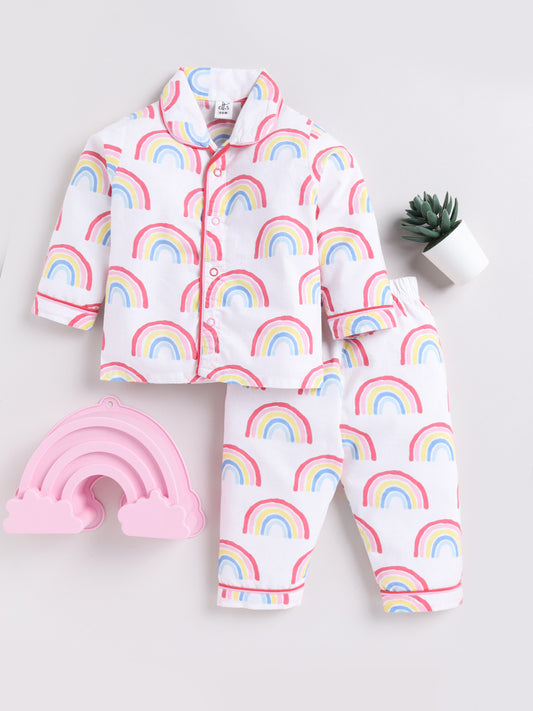 Pink Rainbow Full Sleeve Night Suit