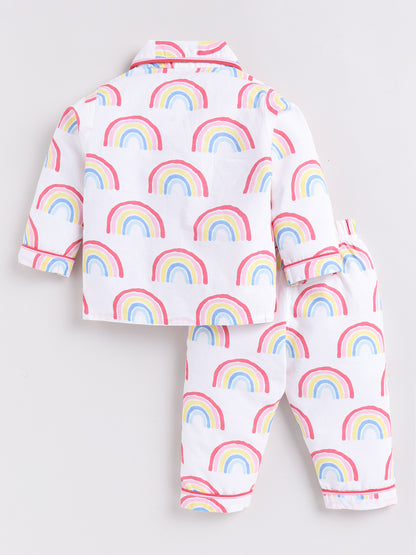 Pink Rainbow Full Sleeve Night Suit