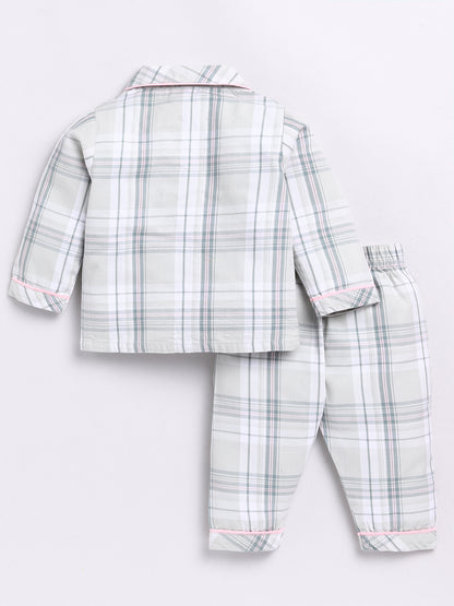 Green Checked Full Sleeve Night Suit