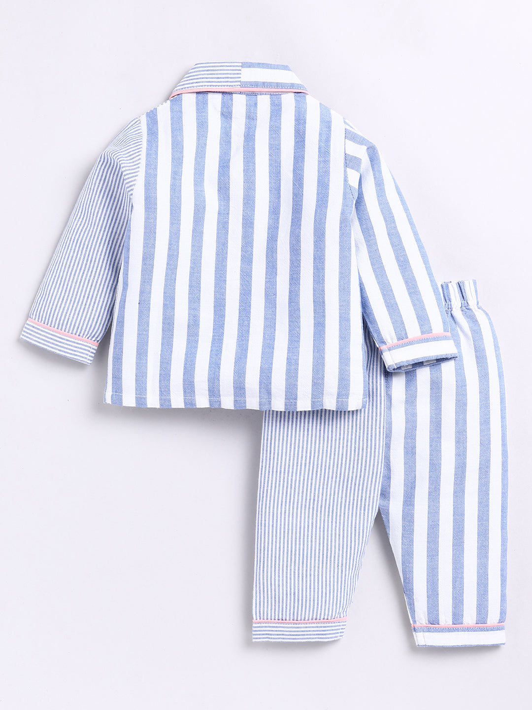 Blue Mix n Match Striped Full Sleeve Night Suit