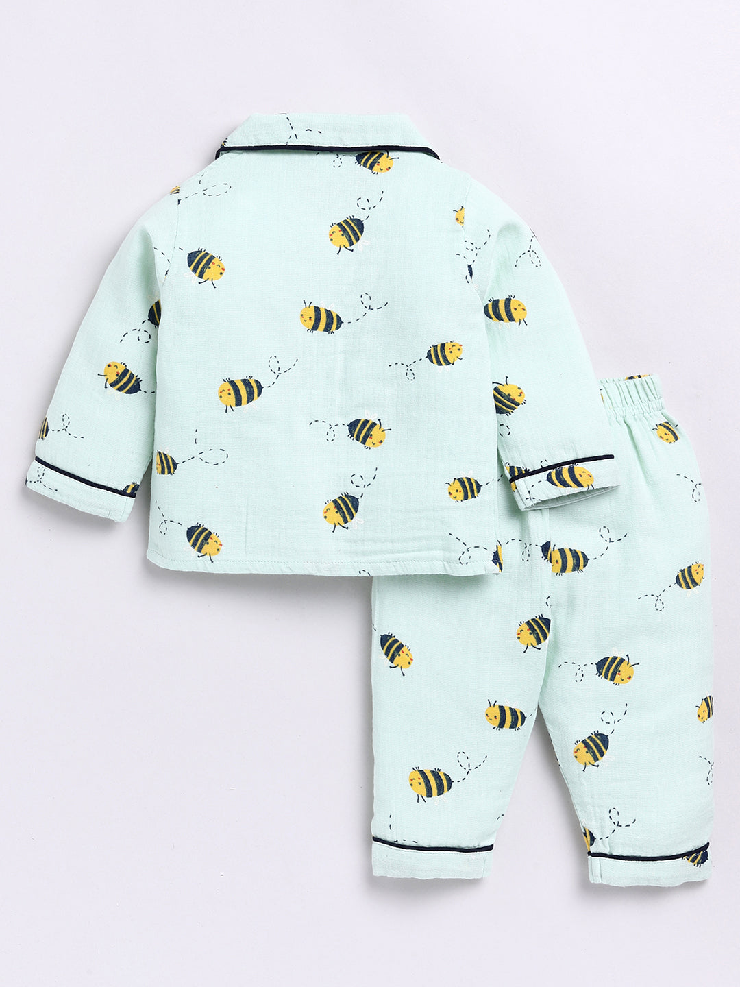 Green Bee Print Full Sleeve Night Suit