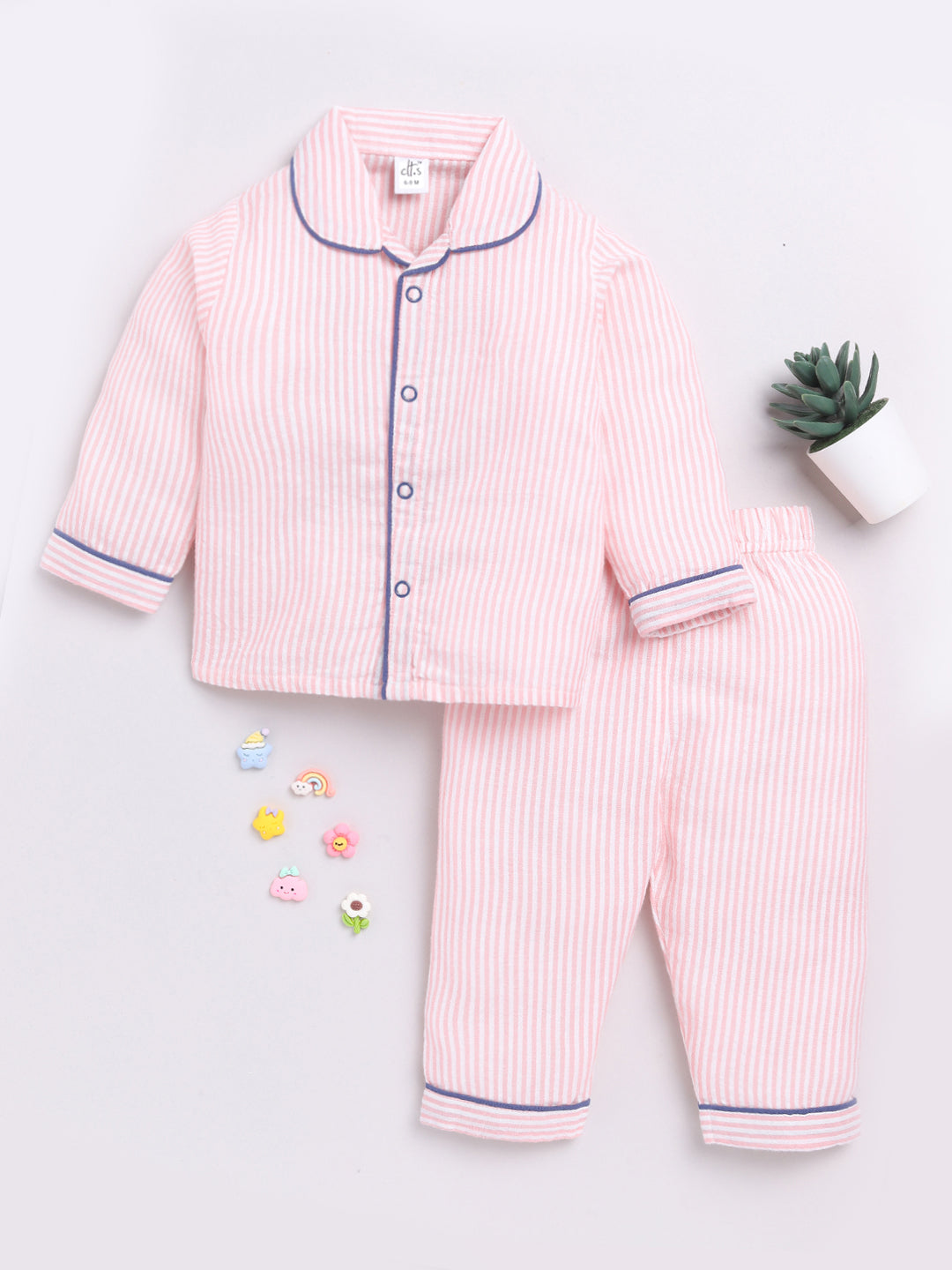 "Cuter Version of Mom" Striped Full Night Suit