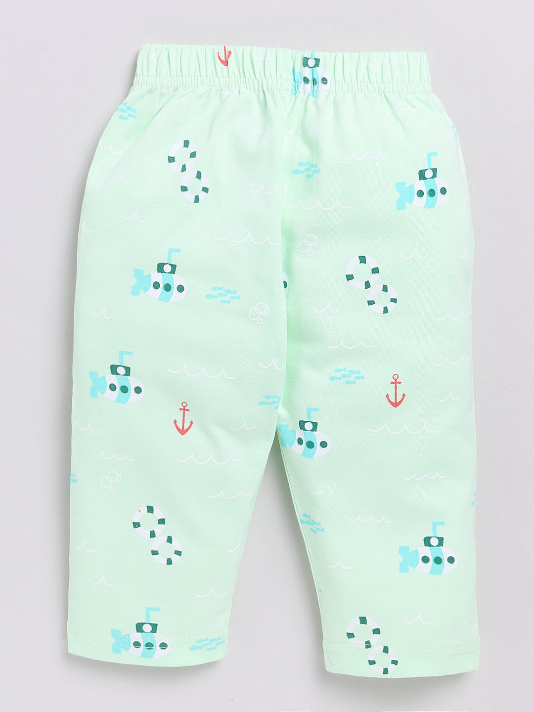 Sea Green Submarine Print Half Sleeve Night Suit